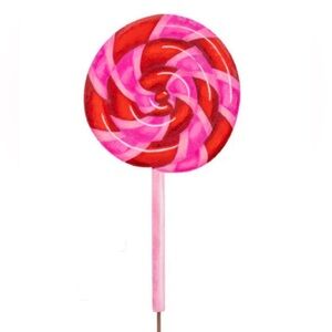 Pink and Red Swirl Lollipop Metal Stake Outdoor or Indoor Hang, Stake